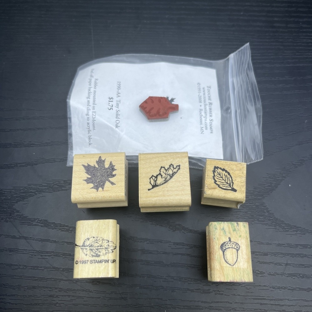 Lot of 6 Leaves Acorn Embossing Stamps Fall Nature‎ Card Making Crafts